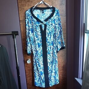 Blue and Black Patterned Dress Size 2x 18 20